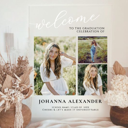 Acryl Modern 3 foto's Afstuderen Welkom Acryl Bord