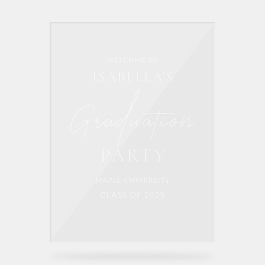 Acryl Modern Graduation Party Welkomstbord Acryl Bord (Voorkant)