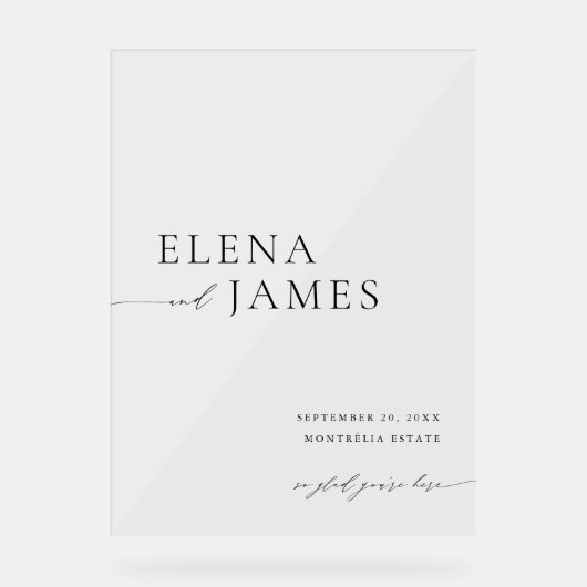 Acryl Moderne Minimale Bruiloft Welkomstbord Acryl Bord (Voorkant)