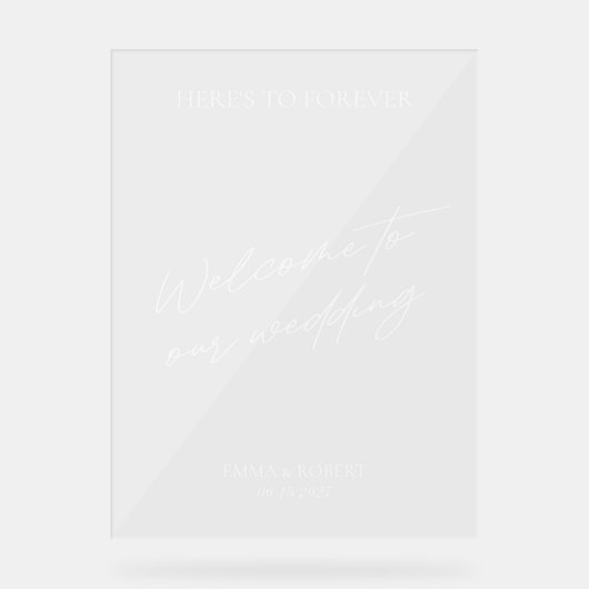 Acryl Moderne Minimale Bruiloft Welkomstbord Acryl Bord (Voorkant)