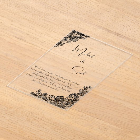 Acryl moderne minimalistische kant bruiloft uitnod acryl uitnodigingen (Laagn)