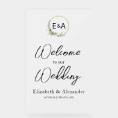 Acryl Monogram Bloemen Welkom Party Sign Acryl Bord (Voorkant)