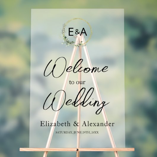 Acryl Monogram Bloemen Welkom Party Sign Acryl Bord (Neutraal)