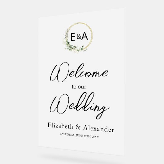 Acryl Monogram Bloemen Welkom Party Sign Acryl Bord (Hoek)