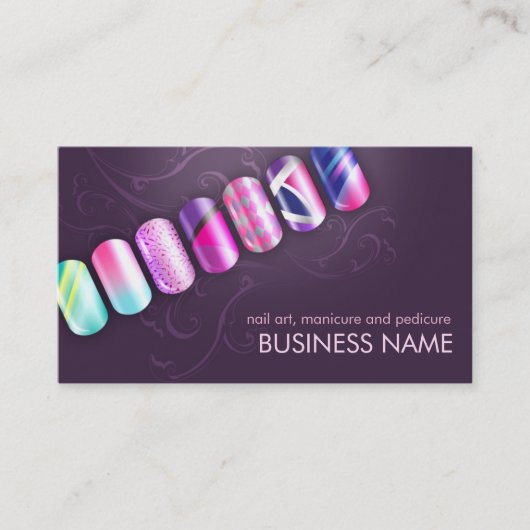 Acryl Nail Art Business Card Template Visitekaartje (Voorkant)
