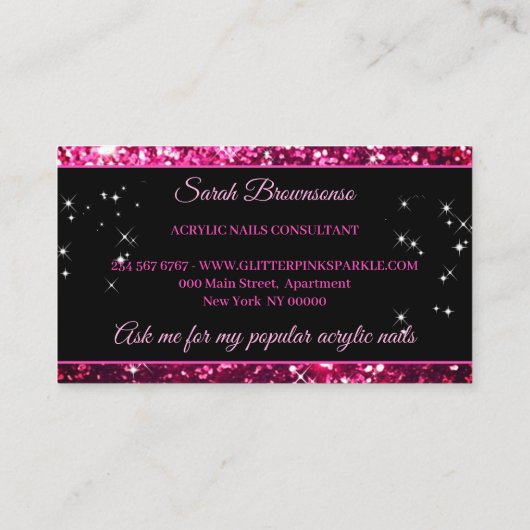 Acryl Nail Sparkle Make-up Visitekaartje (Achterkant)