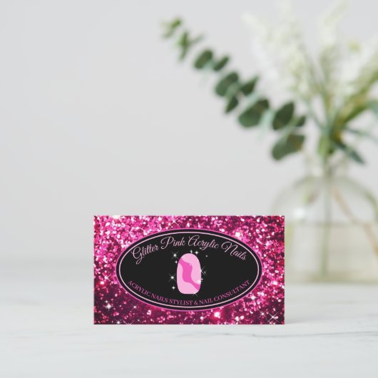 Acryl Nail Sparkle Make-up Visitekaartje (Staand voorkant)