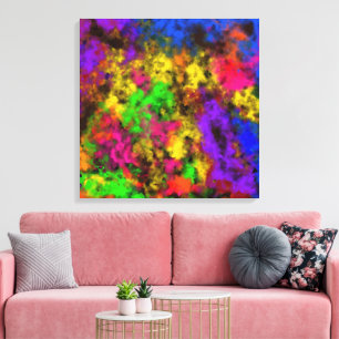 Acryl Neon Kleuren Verfspatten Spat Abstract Canvas Afdruk