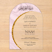 ACRYL NIKAH WALIMA Gold Text Elegant Islamic Acryl Uitnodigingen (Voorkant)