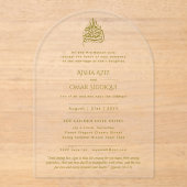 ACRYL NIKAH WALIMA Gold Text Elegant Islamic Acryl Uitnodigingen (Voorkant)