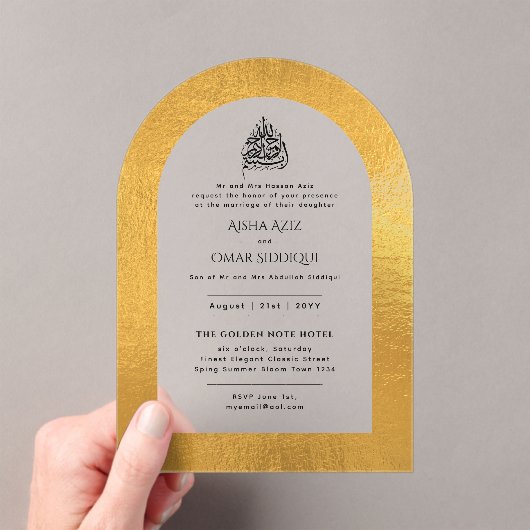 ACRYL NIKAH WALIMA Nodig Goud Elegant Islamitisch Acryl Uitnodigingen (Insitu (Draagbaar))
