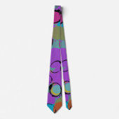 Acryl Olie Art Heldere Kleurrijke Cirkels Stropdas (Voorkant)