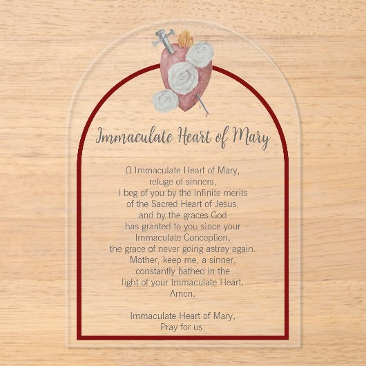 Acryl Onbevlekt Hart van Maria Gebed Kaart Acryl Uitnodigingen (Voorkant)