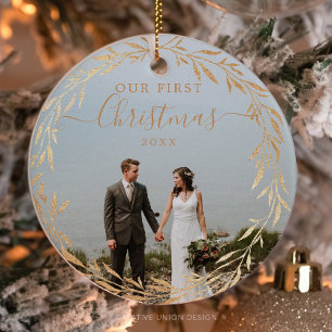 Acryl onze eerste kerstOrnamenten - Goud Ornament