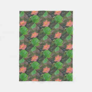 Acryl op doek, roze waterlelie bloem fleece deken