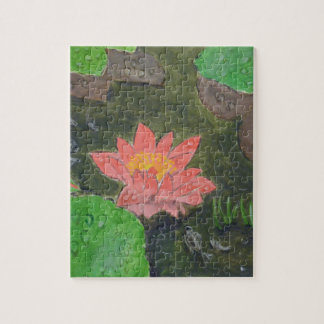 Acryl op doek, roze waterlelie bloem legpuzzel