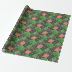 Acryl op doek, roze waterliem cadeaupapier