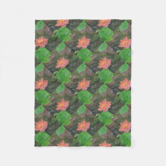 Acryl op doek, roze waterliem fleece deken (Voorkant)