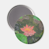 Acryl op doek, roze waterliem magneet (Voorkant / Achterkant)