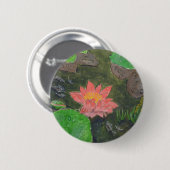 Acryl op doek, roze waterliem ronde button 5,7 cm (Voorkant /achterkant)