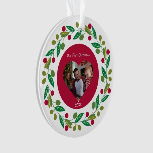 Acryl Ornament - Onze Eerste Kerstmis - Foto/Datum (voorkant)