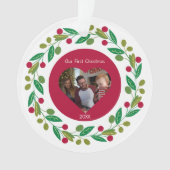 Acryl Ornament - Onze Eerste Kerstmis - Foto/Datum (voorkant)