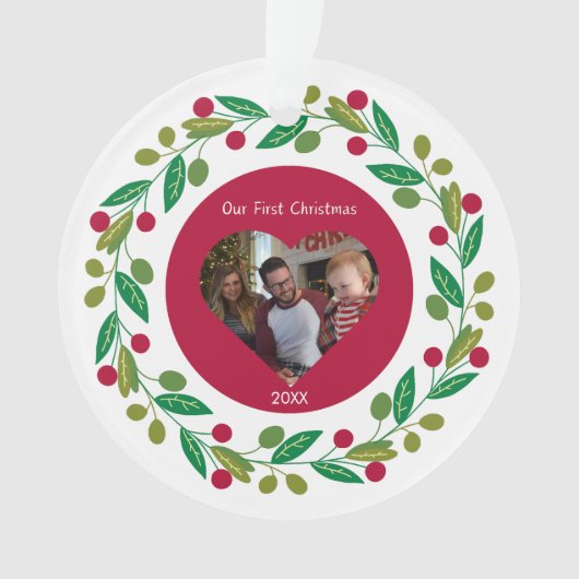 Acryl Ornament - Onze Eerste Kerstmis - Foto/Datum (voorkant)