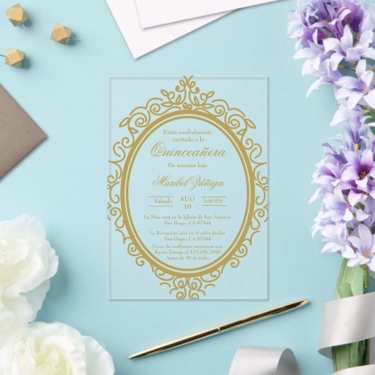 Acryl ovaal quinceañera acryl uitnodigingen (Insitu (Huwelijk))