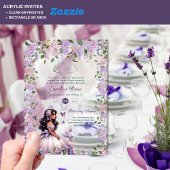 ACRYL Paarse Silver Quinceañera Floral Wisteria Acryl Uitnodigingen