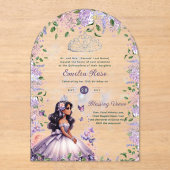 ACRYL Paarse Silver Quinceañera Floral Wisteria Acryl Uitnodigingen (Voorkant)