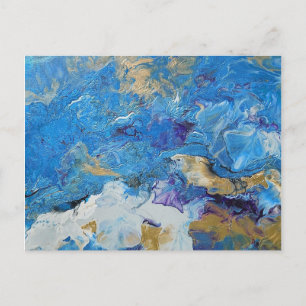Acryl pour abstract Blues en Gold 1 Briefkaart