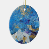 Acryl pour abstract Blues en Gold 1 Keramisch Ornament (Rechts)