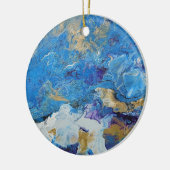 Acryl pour abstract Blues en Gold 1 Keramisch Ornament (Links)