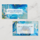 Acryl pour Abstract schilderij - Ocean Foam Visitekaartje (Voorkant / Achterkant)