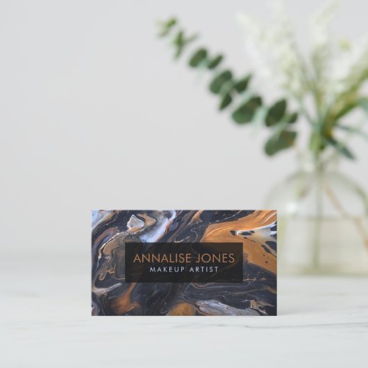 Acryl pour zwarte marmer en Bronze Visitekaartje (Staand voorkant)