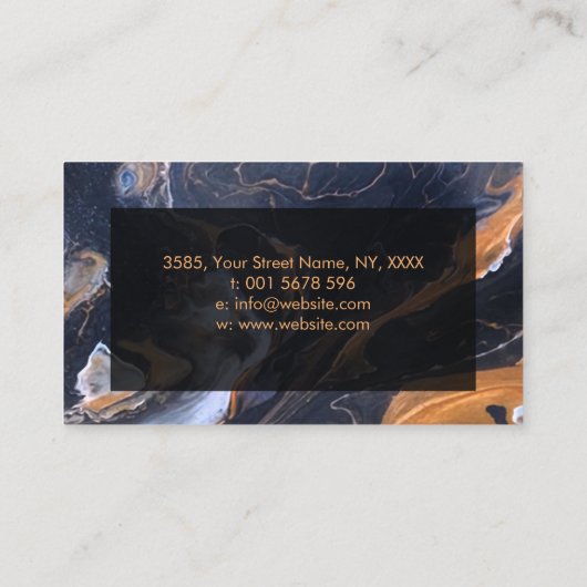 Acryl pour zwarte marmer en Bronze Visitekaartje (Achterkant)