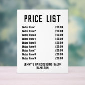 Acryl prijslijst acryl bord (Neutraal)