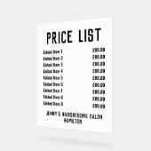 Acryl prijslijst bord (Hoek)