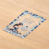 ACRYL Quinceanera Blauwe Bloemen Jurk Quince Acryl Uitnodigingen (Laagn)