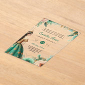 ACRYL Quinceañera Emerald GREEN GOLD Jurk Uitnodigingen (Laagn)