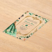 ACRYL Quinceañera Emerald GREEN Gouden Jurk Acryl Uitnodigingen (Laagn)