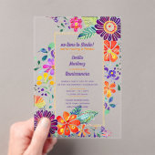 ACRYL Quinceanera Fiesta Folkart Bloemvogels Acryl Uitnodigingen (Insitu (Draagbaar))