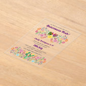 ACRYL Quinceanera Fiesta Folkart Bloemvogels Acryl Uitnodigingen (Laagn)