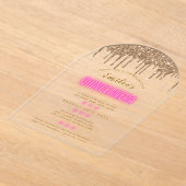 ACRYL Quinceanera Hot Pink Gold Glam Diva Quince Acryl Uitnodigingen (Laagn)