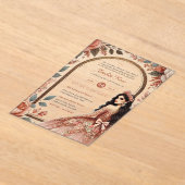 ACRYL Quinceanera Roos Goud Roze Jurk Tiara Acryl Uitnodigingen (Laagn)