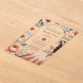 ACRYL Quinceanera Roos Goud Roze Jurk Tiara Acryl Uitnodigingen (Laagn)