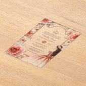 ACRYL Quinceanera Roos Goud Roze Jurk Tiara Acryl Uitnodigingen (Laagn)