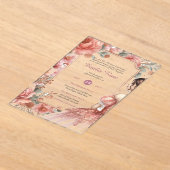 ACRYL Quinceanera Roos Goud Roze Jurk Tiara Acryl Uitnodigingen (Laagn)