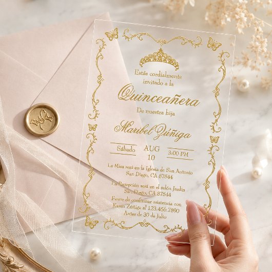 Acryl Quinceanera uitnodiging