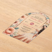 Acryl Quinceañera Uitnodiging – Stoffig Roos Bloem (Laagn)